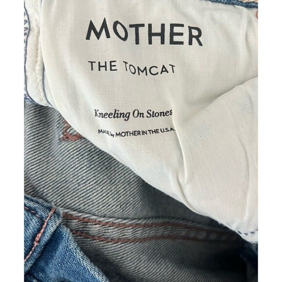 Mother Superior The Tomcat Ripped Crop Straight Leg Jeans Kneeling On Stones 25 - Picture 8 of 10